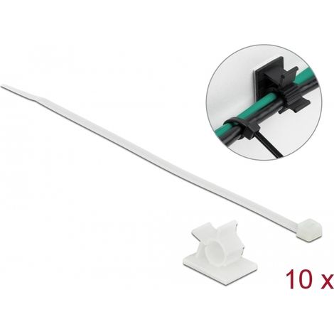 Delock Abrazadera de cable 25 x 18 mm con Sujetacables LA 200 x AN 3,6 mm blanco