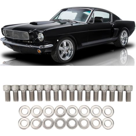 Kit de 16 boulons de cylindre en acier inoxydable pour moteurs Ford Small Block SBF 260, 289, 302, 351W, 351C et 5.0L (1/5)