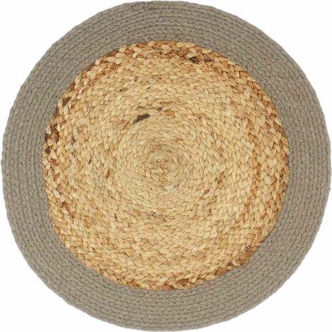 Lot de 4 napperons de table tissés à la main en jute et coton naturel et gris 38 cm (1/4)