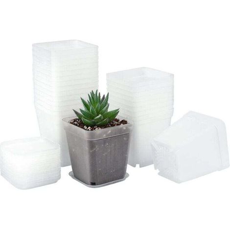 24 Pièces 7CM Petit Pot de Fleurs Semis, Godet Semis Plastique, Pot de Repiquage, adapté aux Semis,Succulentes,Petit Plantes-Couleur Transparente