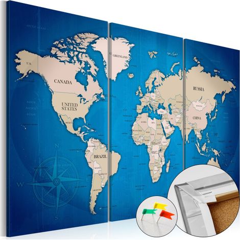 Tableau en Liège "Carte du Monde - Ink Journey" 40 x 60 cm (1/2)
