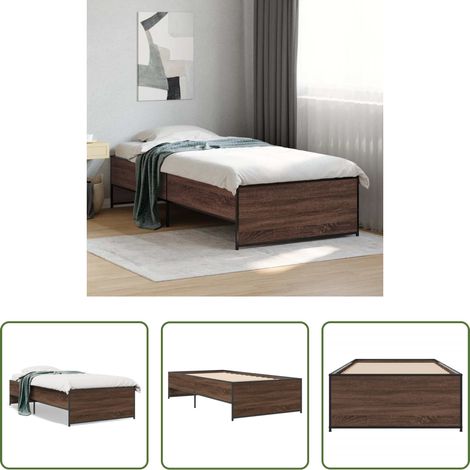 Lit chêne marron - Cadre de lit sans matelas chêne marron 90x190 cm (1/5)