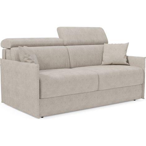 Miryam Sofá cama con reposacabezas reclinables en suave tejido antimanchas T31 149 cm crema