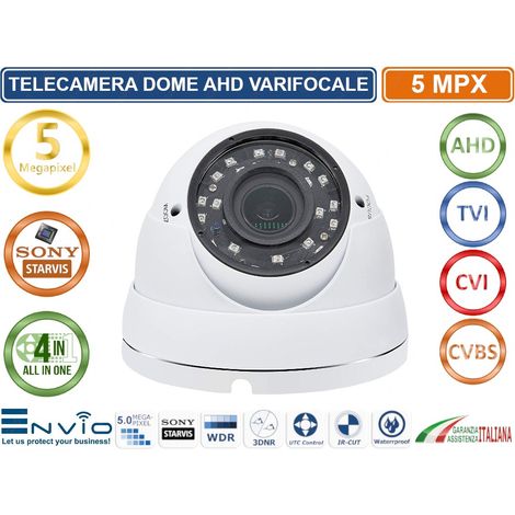 TELECAMERA DOME IBRIDA 4in1 AHD TVI CVI CVBS VARIFOCALE 2,8-12mm 5 MP SONY STARVIS IP66 (1/4)
