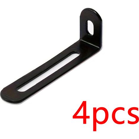 Support d'angle réglable en forme de L (4 pièces, noir), convient à divers meubles, lits, chaises, tables, argent et noir, accessoires de quincaillerie (1/5)