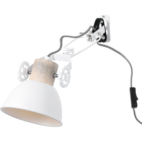 Applique murale en bois, luminaire mobile pour chambre à coucher, applique murale industrielle, 1x E27, LxH 30,5 x 10,5 cm, Steinhauer 2752W (1/5)