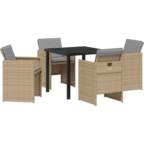 Ensemble de salle à manger pour jardin 5 pcs,Salon de jardin Beige Poly rotin CFW62539 (1/5)
