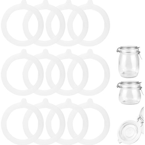 Pack of 12 replacement silicone seals - Rubber seal for jars - White - Reusable - For canning jars, jars with a clamp (95 x 70 mm) (1/5)