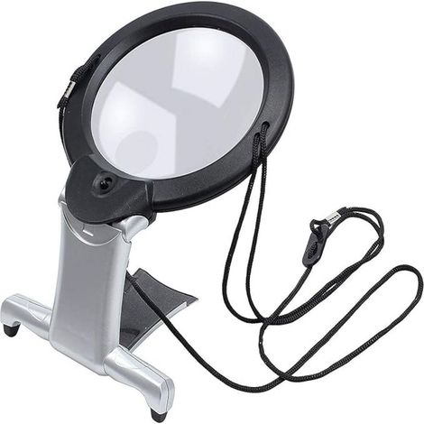 Loupe Mains Libres - 2,5x - Support Cou Réglable et Pied de Bureau - Pour Lecture Couture Bricolage Artisanat - 1 Pièce
