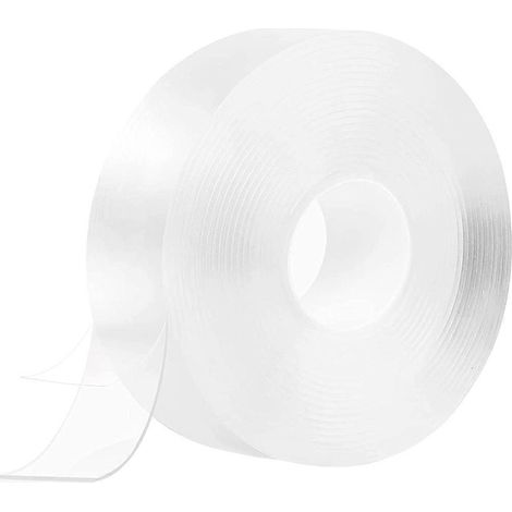 Ruban adhésif double face, amovible et réutilisable, transparent, pour murs, tapis et décoration intérieure. (1/5)