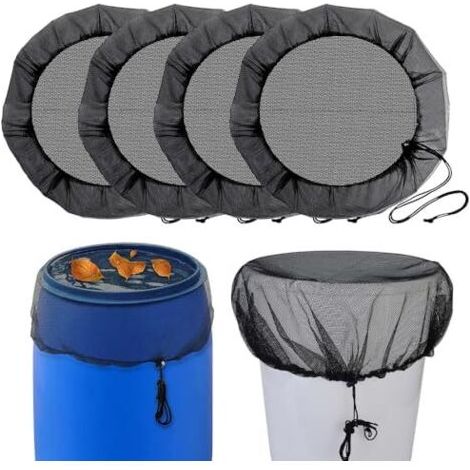 4 Pièces Filet pour Citerne de Pluie ø 95cm Housse pour Tonneau 95cm Filet de Protection Housse pour Tonneau de Pluie avec Cordon de Serrage Protection Contre Les Moustiques et Les Feuilles