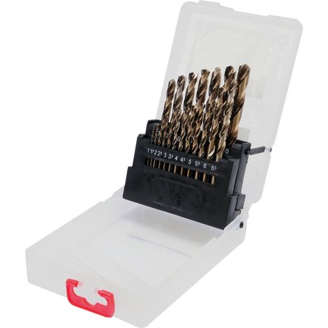Coffret de 19 forets professionnels de 1 a 10 mm hss-g cobalt (5%) m35, meches