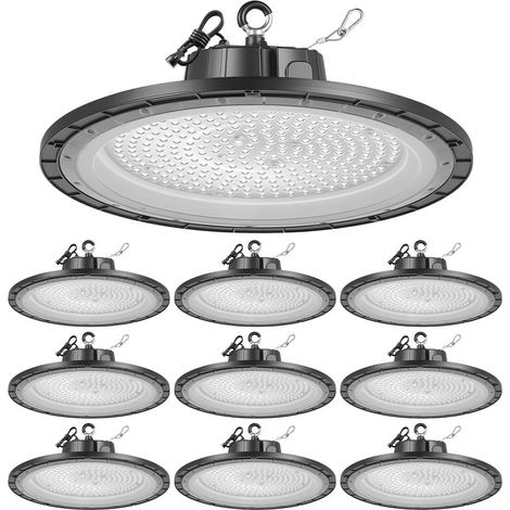Luminaire Haute Baie LED 200W Lot de 10 Éclairage Industriel 30000LM 5000K Suspension IP65 pour Atelier Entrepôt 100-277V (1/5)
