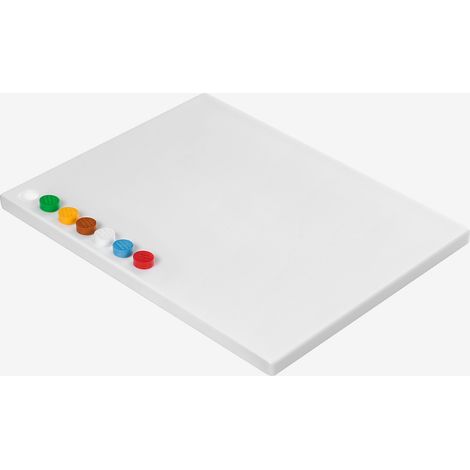 Planche à découper 400 x 300 avec 6 pastilles de couleurs HACCP - blanche - Gilac (1/3)