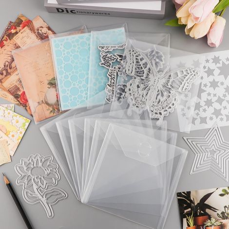 Lot de 48 pochettes cristal 16,2×16,2 cm – Avec étiquettes fluorescentes adhésives – Idéal pour protéger vos tirages photo 6×6″ (1/5)