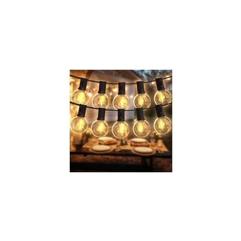 Cadena de luces, 15 m de guirnalda luminosa exterior tipo verbena, con 26 bombillas LED E12 G40 de plástico para exteriores, resistente al agua IP45, ideal para jardín (1/4)
