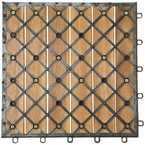 Dalles de terrasse en bois d'acacia tropical – 11 pièces 30 x 30 cm – Pré-huilées et résistantes aux intempéries – Pour 1m² (1/4)