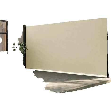 Estor lateral, resistente a los rayos UV y al agua, con función de retracción automática, color crema, 220 x 300 cm. (1/2)