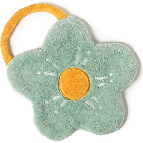 Serviette double épaisseur en polaire corail, forme de fleur, forte capacité d'absorption, douce et facile à suspendre, vert clair. (1/5)