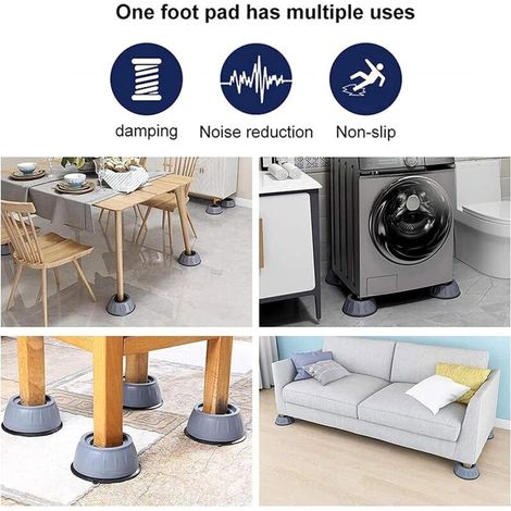 Patins anti-vibrations caoutchouc antidérapant, 4 Pièces Tampons À Pied Machine À Laver Anti Vibration Tampon, pieds de machine à laver,universel pour lave-linge et sèche-linge. (1/3)