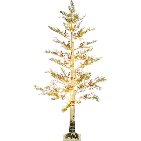Árbol de Navidad artificial con luces LED 160 cm para exterior e interior tradicional blanco Vasslen (1/5)