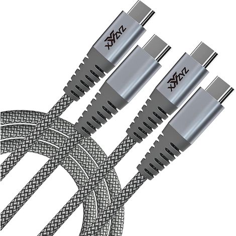 2x CAVO DI RICARICA RAPIDA USB C A USB C GRIGIO 60W 20V 3A 2M (1/5)