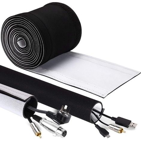 Vassoio portacavi autotagliante, supporto per cavi per TV, PC e ufficio, organizer per cavi in neoprene (1/5)