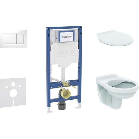 Geberit Duofix - Set di installazione pre- parete, vaso Alpha e sedile, pulsante Sigma30, bianco/cromo SANI11CD3128