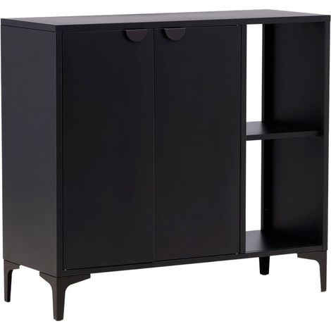 Buffet 2 Portes en Métal "Piring" 110cm Noir