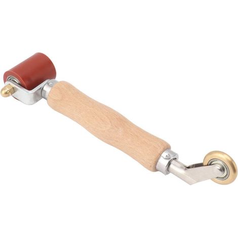 Rouleau de couture en Silicone 40mm, double usage, roue en laiton, poignée en bois, papier peint, rouleau de couture plat pour le soudage PVC TPO rouge (1/5)