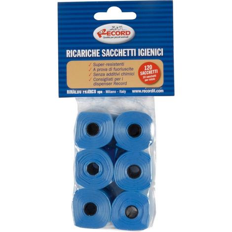 Sacs hygiéniques rechargeables pour chiens 6 rouleaux de 20 sacs