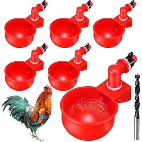 Gobelets à Eau de Poulet, Breuvoir de Poulet, Abreuvoir Poules Automatique, Abreuvoirs Automatiques Kit Abreuvoir Poules Abreuvoir Poule, 6 Pièce DIY Abreuvoir Poules Volaille Automatique Abre (1/5)