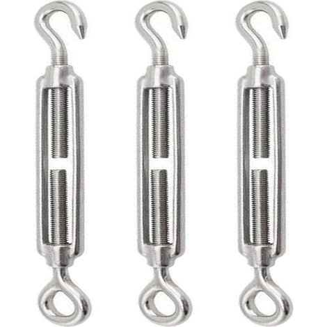 Lot de 12 tendeurs M8 en acier inoxydable - Tendeur de câble réglable - Pour clôture en treillis métallique, câble en acier avec œillets, corde à rideaux (3 pièces M8) (1/5)