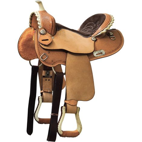 16", Braun: Amerikanischer Barrel-Sattel mit rundem Rock mit Korbgeflecht und Wildledersitz und gültigem Archon (1/3)