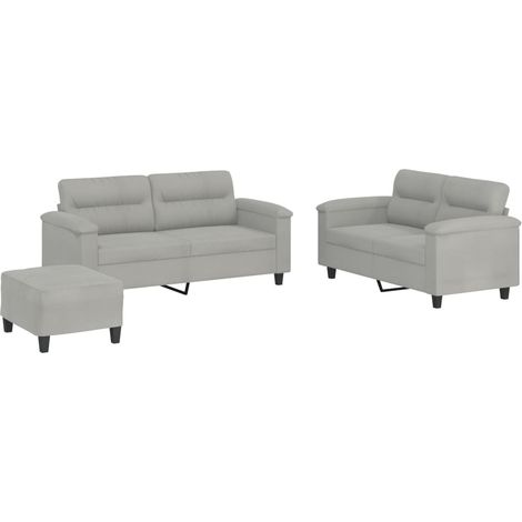 Maison Exclusive - Set Divani 3 pz con Cuscini Grigio Chiaro in Tessuto Microfibra