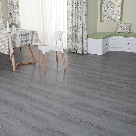Revêtement de sol en PVC autocollant 36 carreaux/91,5 x 15,2 cm - 5,01 m² - Sol en vinyle autocollant - Épaisseur : 2 mm - Étanche - Pour cuisine, salle de bain, maison, carrelage de sol (1/5)