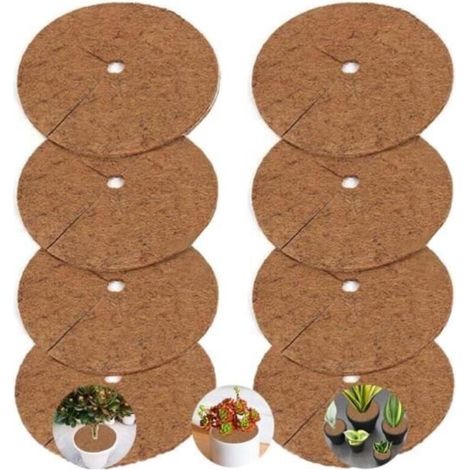 8 Coconut Coir Mulch Discs for Plant Weed Control