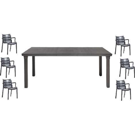 Tavolo S-c-a-b- PER3 Estensibile max 220cm Grande 6 Sedie Sunset Antracite Impilabili Arredo Design Moderno per Giardino piscina (1/5)