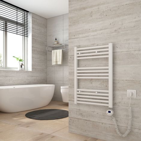 Heilmetz Badheizkörper Elektrisch Handtuchwärmer mit Digitalem Thermostat mit Timer-Funktion Gerade Handtuchtrockner 140x60cm Weiß 568W (1/5)