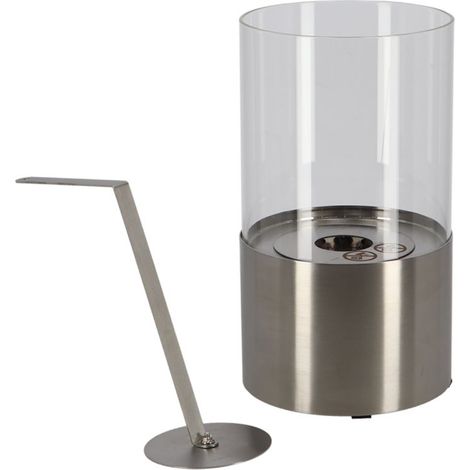 Cheminée de table au bioéthanol ronde - Argenté - D 16,4 x H 29 cm - Livraison gratuite (1/4)