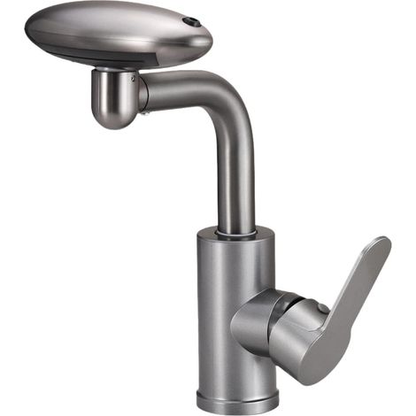 Mitigeur de lavabo, inox, gris, pour salle de bain et vasque (1/5)