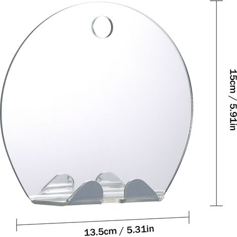 Specchio da barba - Antiappannamento - Ventosa - PMMA infrangibile 15x13,5 cm per doccia e viaggi (1/5)