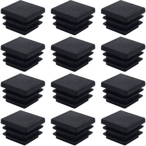 Kaelt - 40 Pièces Embouts Carrés pour Meubles Bouchons de Tube Carrés en Plastique 20mm x 20mm Bouchons de Tube Tapis Antidérapant Embout Rectangulaire Noir Bouchons d'Insertion Cache-Tuyau pour Chais (1/5)
