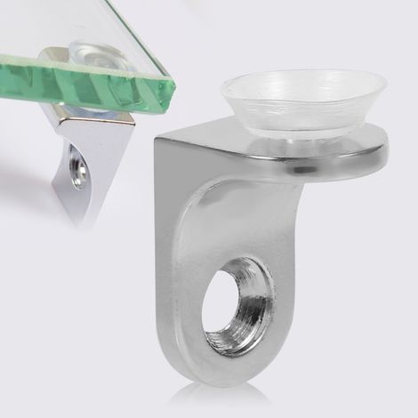 Lot de 10 supports de fixation à ventouses en alliage de zinc, à coins arrondis, pour étagères en verre ou en bois. (1/5)