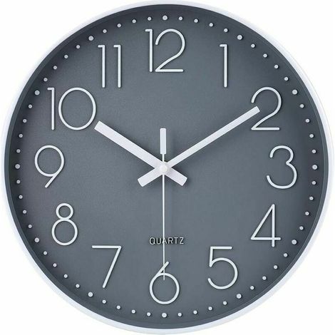 royaluxe - Moderne Horloge Murale silencieuse et sans tic-tac,Horloge Murale Mute Silencieuse Pendule Murale pour La Chambre Cuisine Salon - Gris-30 CM (1/5)
