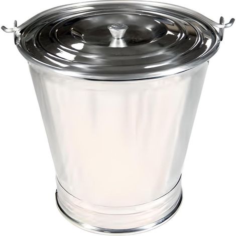 Seau en Inox conique avec couvercle 9L - Longueur 27 x Hauteur 29 cm