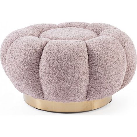 Poltrona Pouf "Florel" per interno, con rivestimento effetto boucle da Ø65 x 35h cm -Rosa antico (1/5)