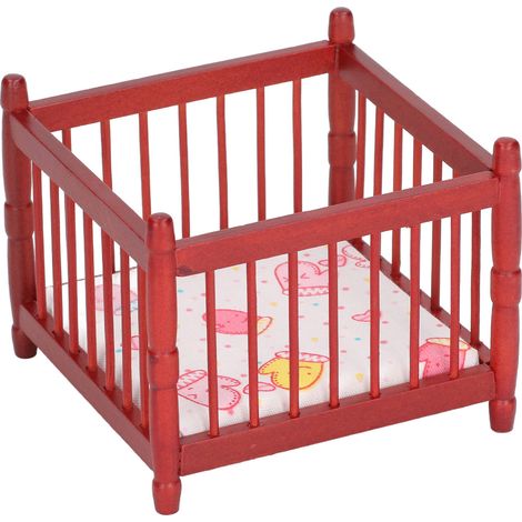 Berceau miniature pour maison de poupée à l'échelle 1:12, modèle de chambre à coucher avec matelas et coins arrondis pour enfants (1/5)