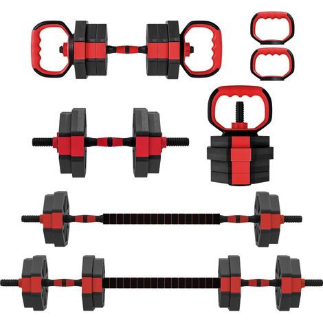 Ensemble d'haltères 6 en 1, réglables jusqu'à 15 kg, pour l'entraînement musculaire à domicile (1/5)