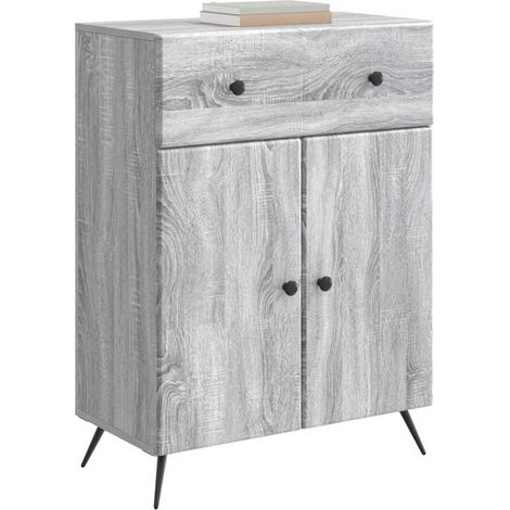 Buffet Bas de Cuisine en Bois d'Ingénierie Gris, 66 x 34,5 x 90 cm, Meuble de Rangement Moderne avec Portes et Étagères pour Salon ou Salle à Manger (1/5)